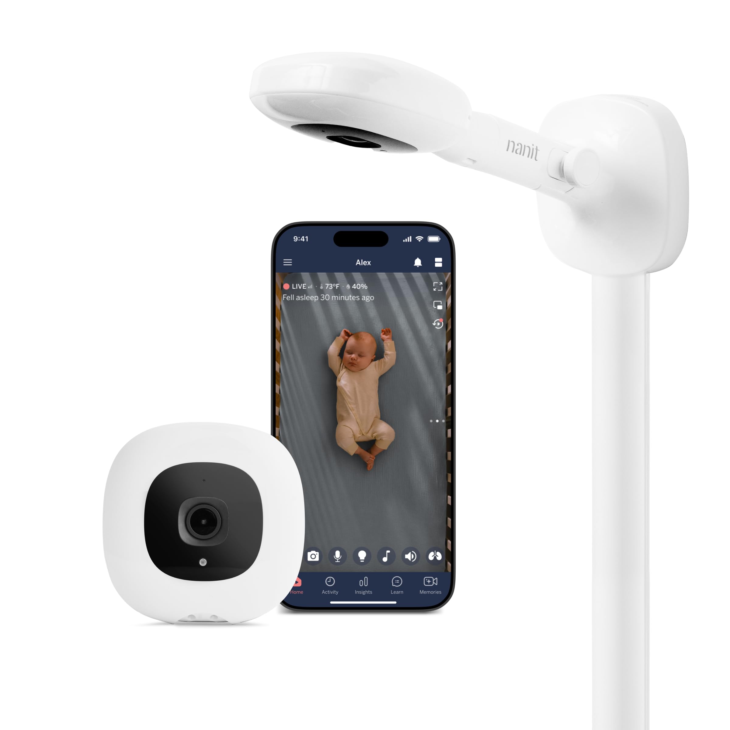 Nanit Pro Smart Baby Monitor - Camera & Wall Mount- 1080p Wi-Fi Video Camera, 2-Way Audio, See Your Baby from Anywhere, Sound/Motion/Cry Notifications, Night Vision